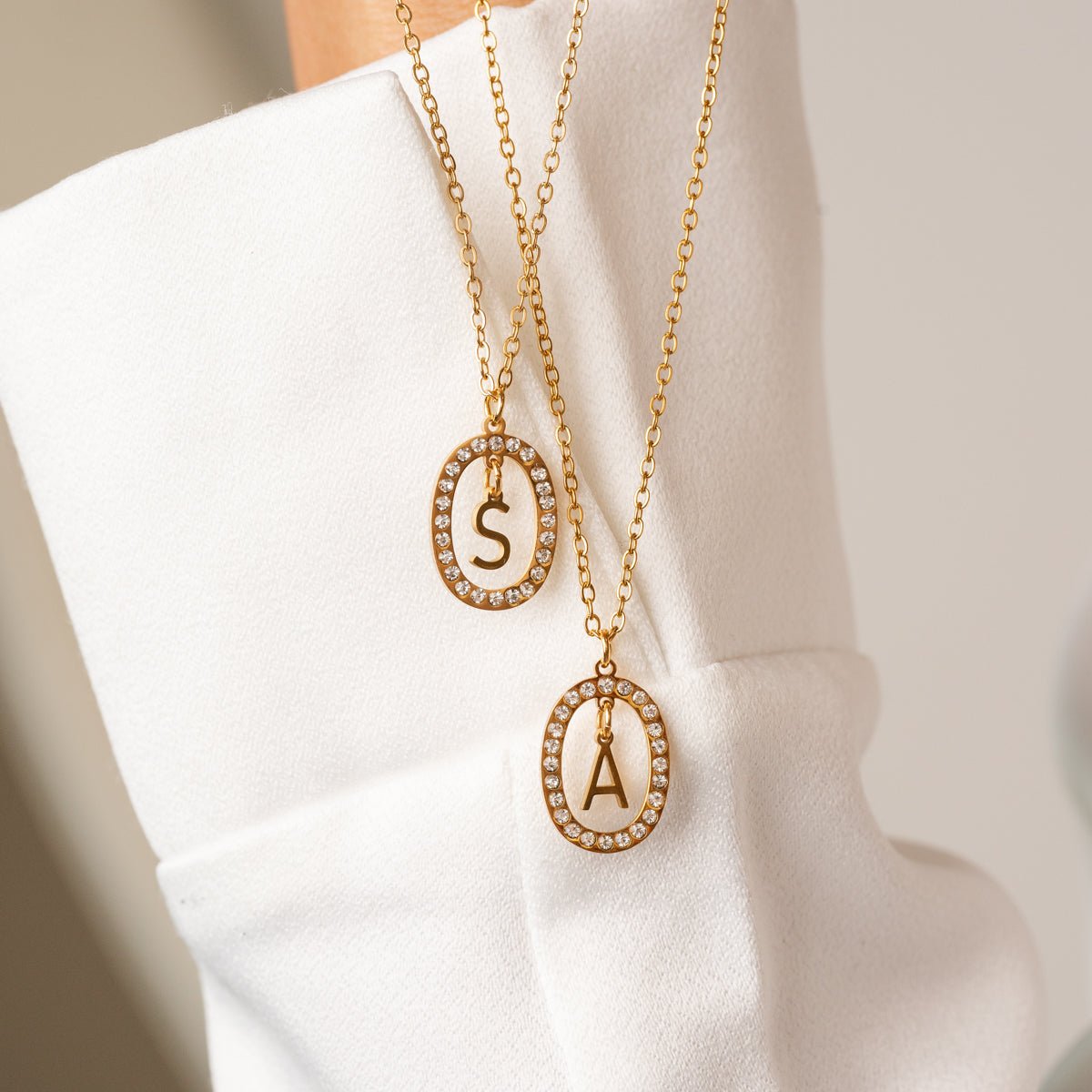 Prism Initial Letter Necklace 18K Gold Plated