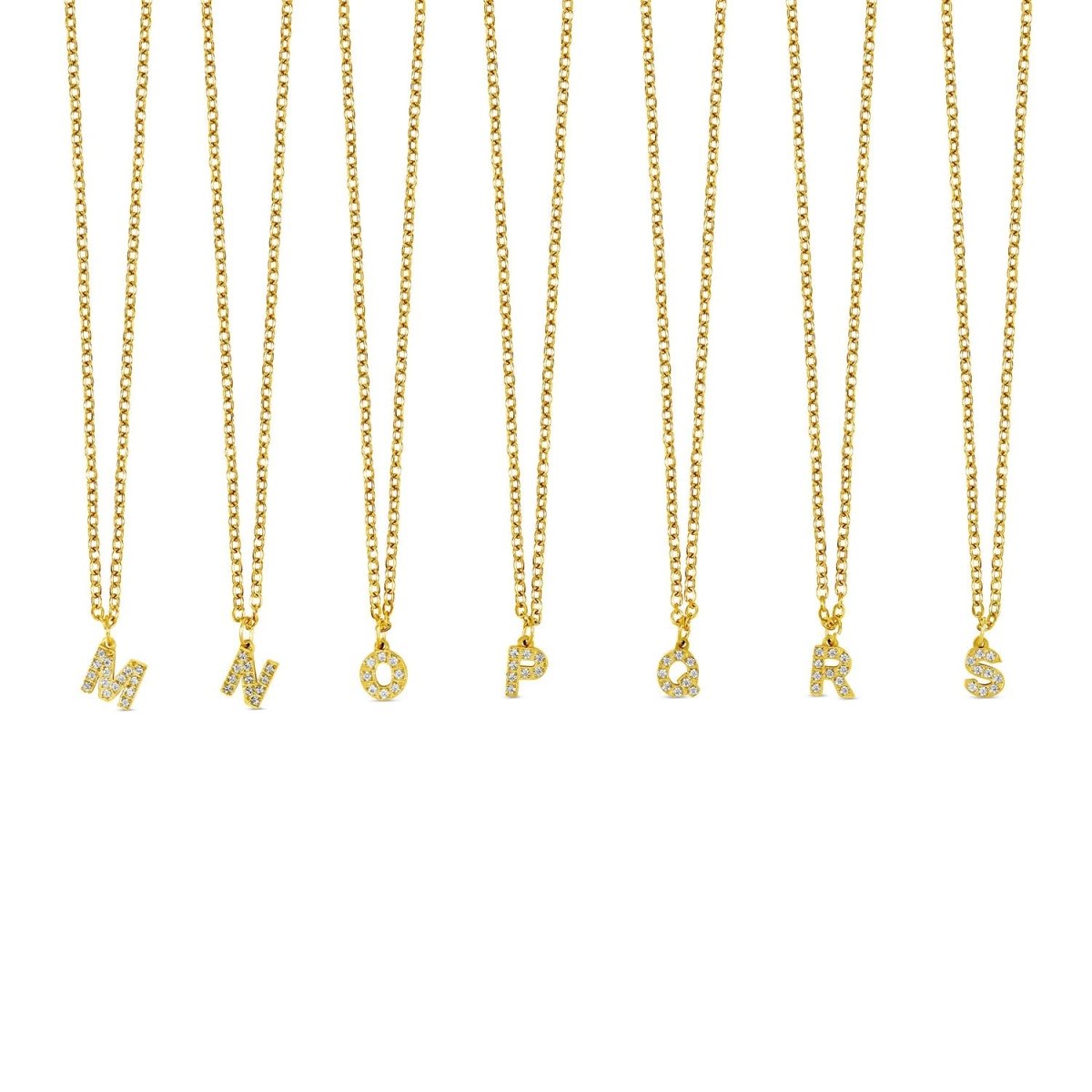 Stone Initial Letter Necklace 18K Gold Plated