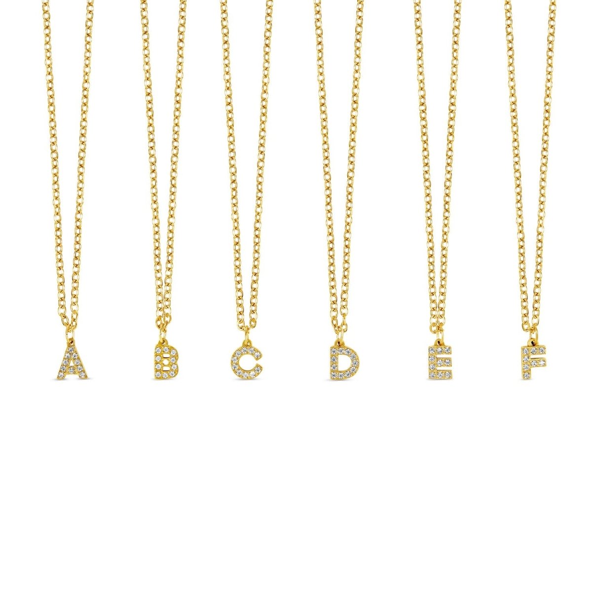Stone Initial Letter Necklace 18K Gold Plated