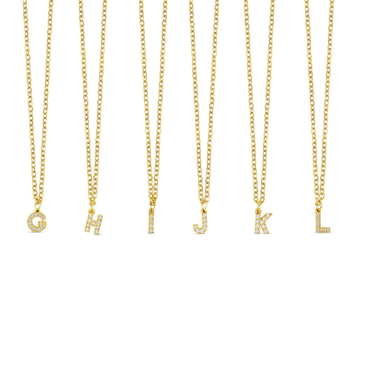 Stone Initial Letter Necklace 18K Gold Plated