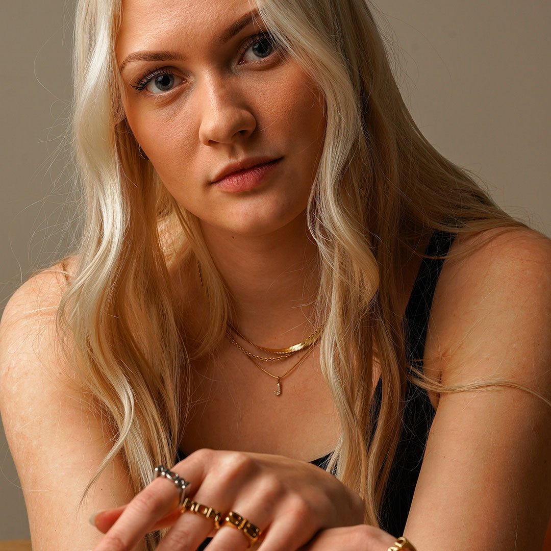 Zirconia Initial Letter Necklace 18K Gold Plated