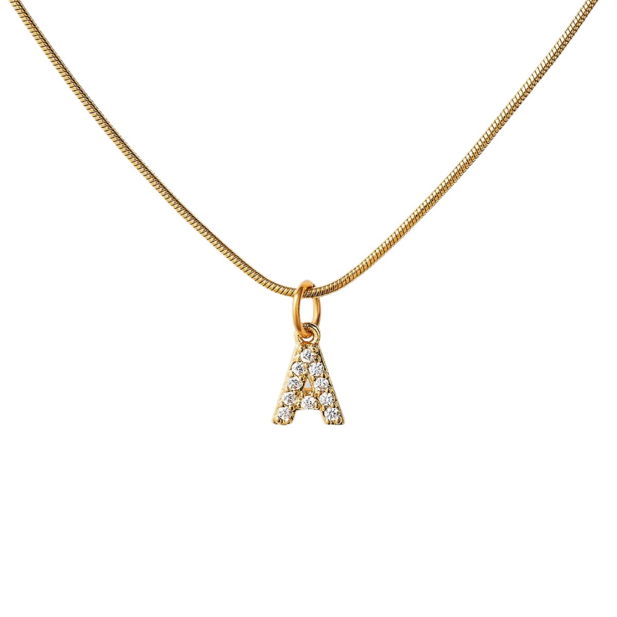 Zirconia Initial Letter Necklace 18K Gold Plated
