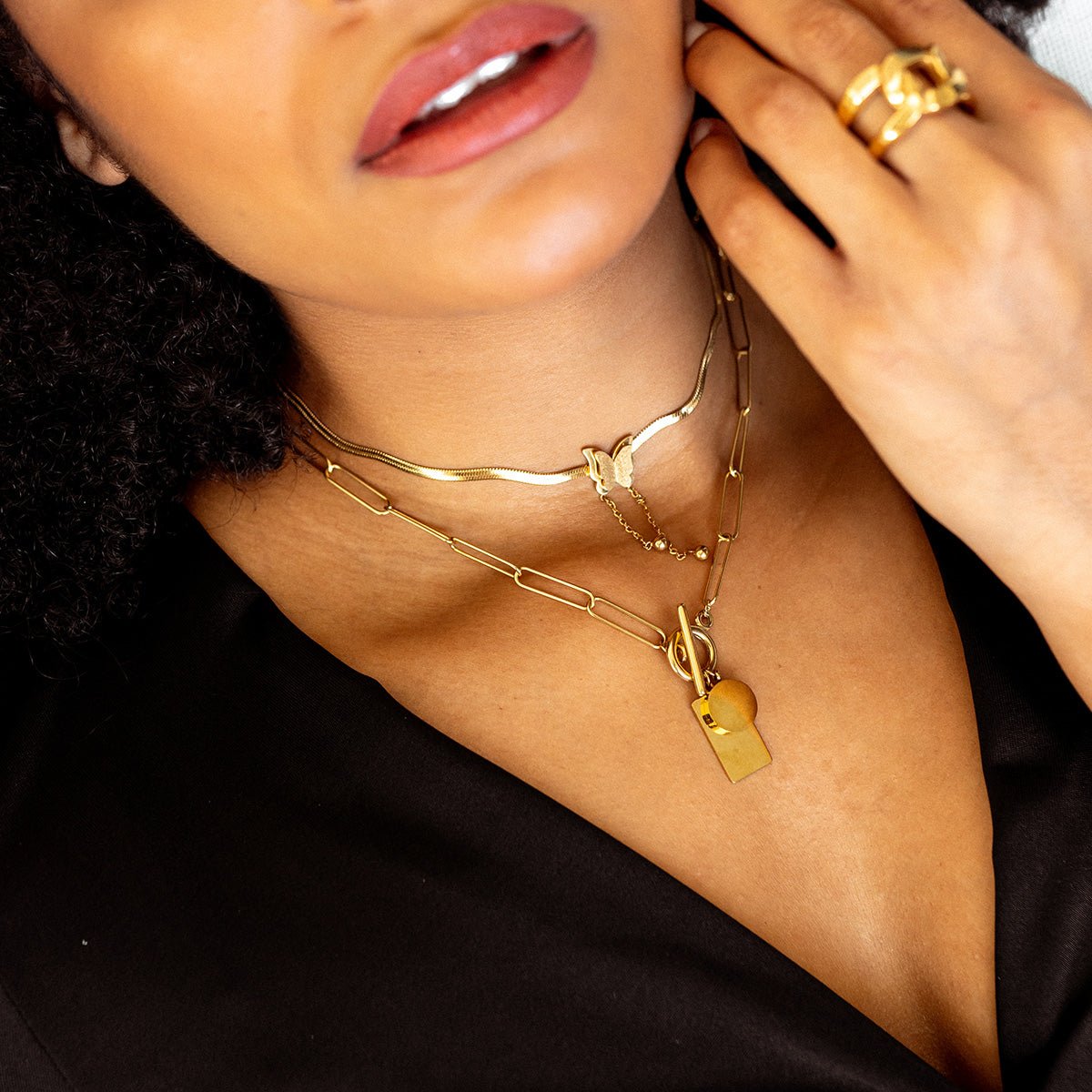 Free Butterfly Mesh Necklace 18K Gold Plated