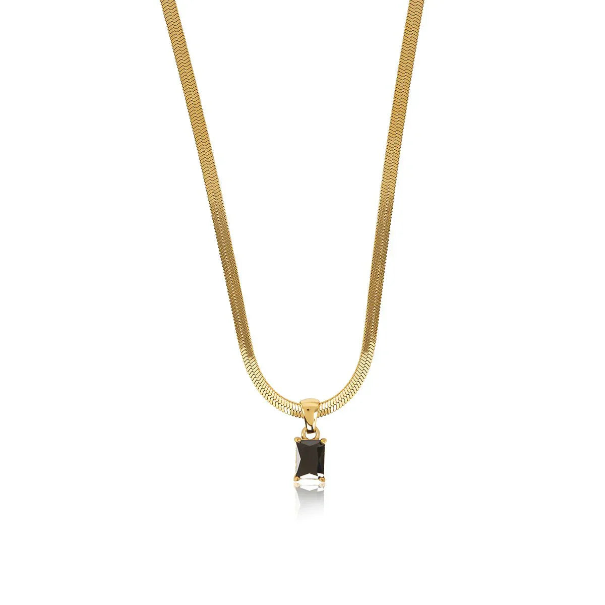 Mesh Necklace with Riviera Pendant 18K Gold Plated