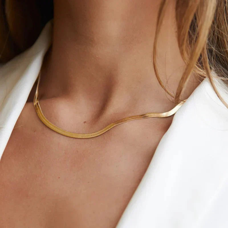 Gold Snake Mesh Necklace 18K Gold Plated