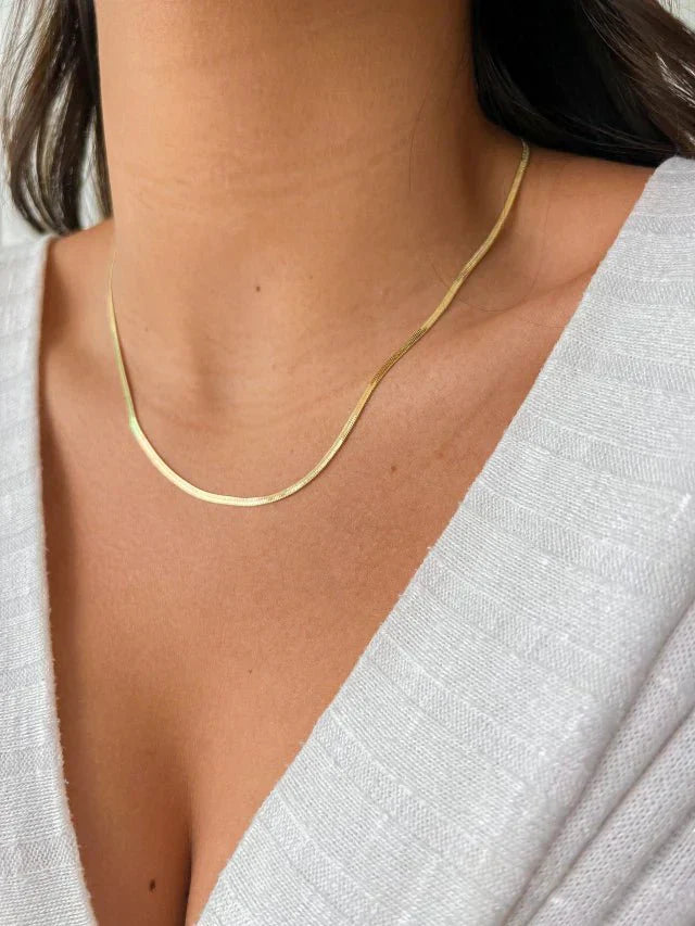 Fine Snake Mesh Necklace 2mm 18K Gold Plated