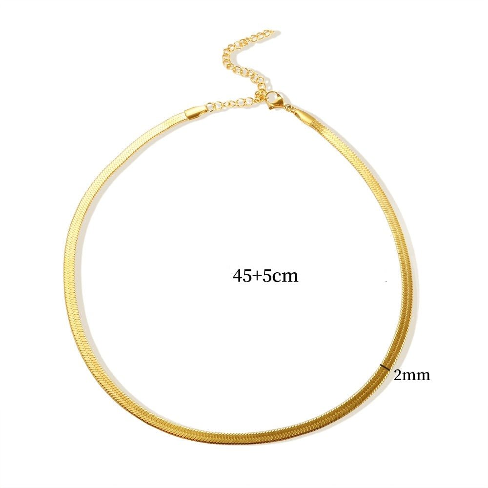 Fine Snake Mesh Necklace 2mm 18K Gold Plated
