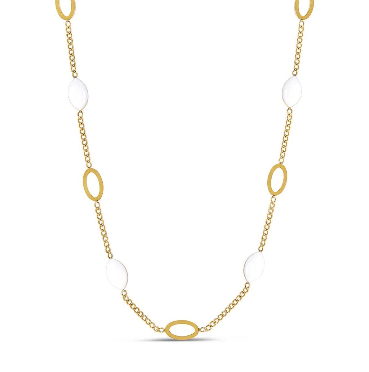 Angellica Oval Pendant Necklace 18K Gold Plated