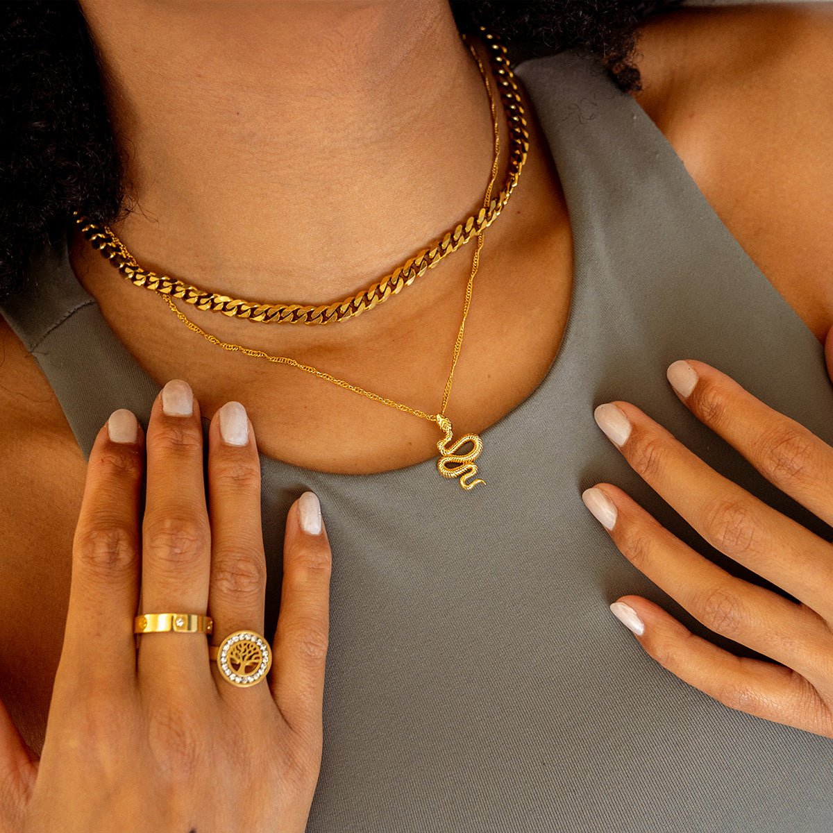 Snake Pendant Necklace 18K Gold Plated
