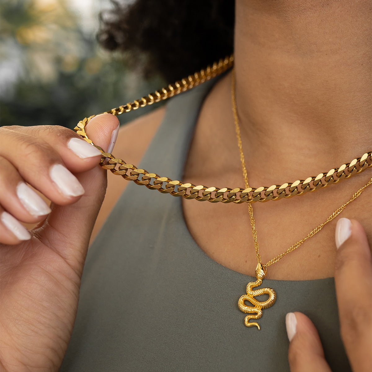 Snake Pendant Necklace 18K Gold Plated