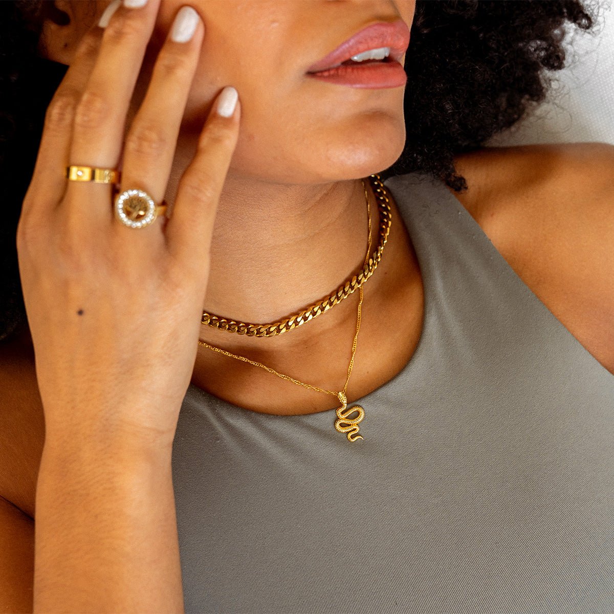 Snake Pendant Necklace 18K Gold Plated