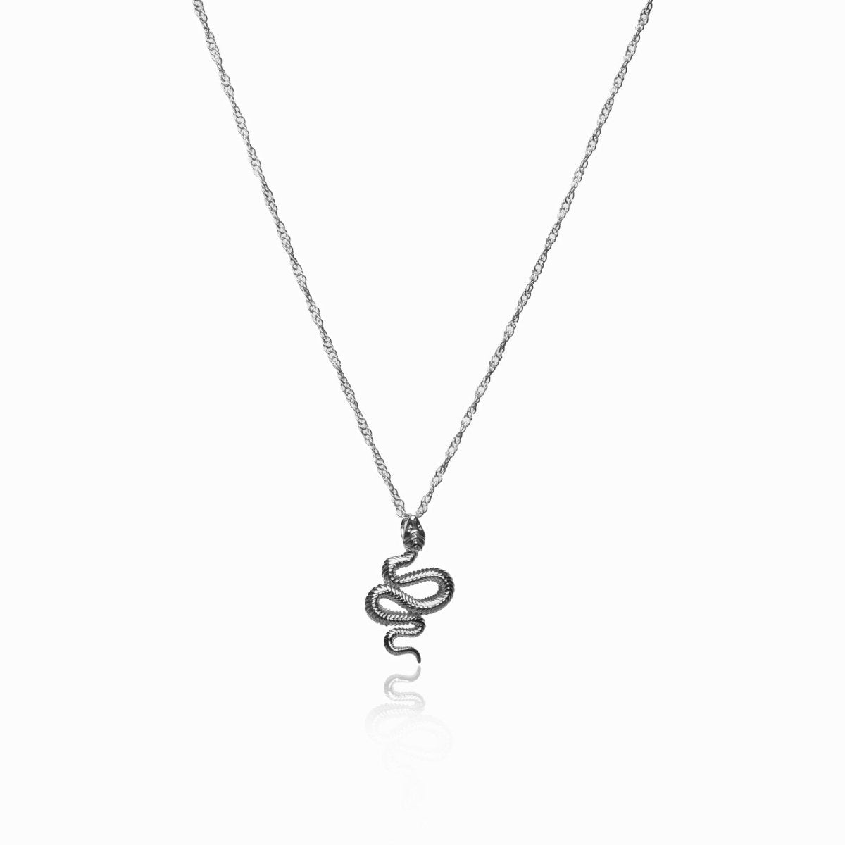 Snake Pendant Necklace – Silver
