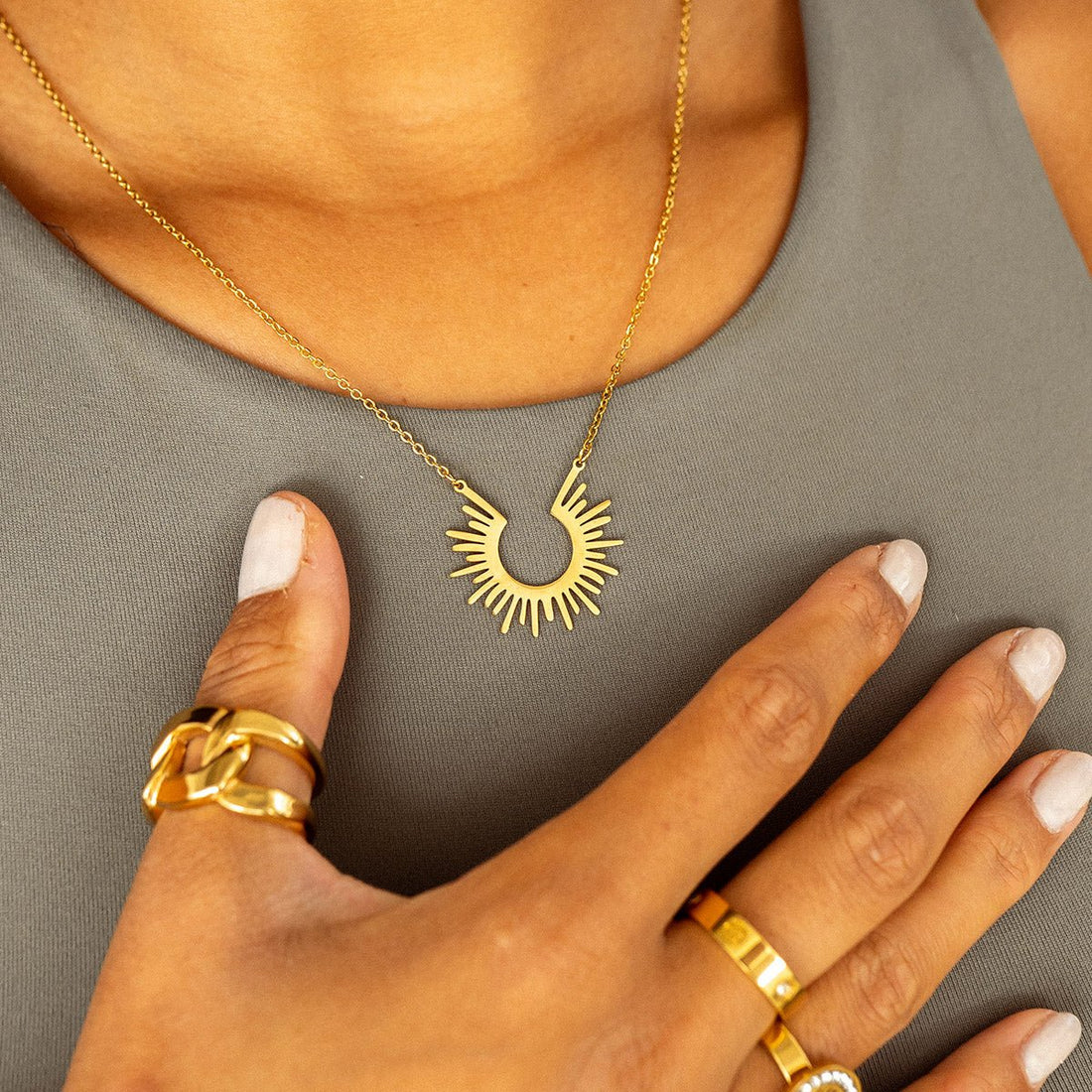 Spike Pendant Necklace 18K Gold Plated