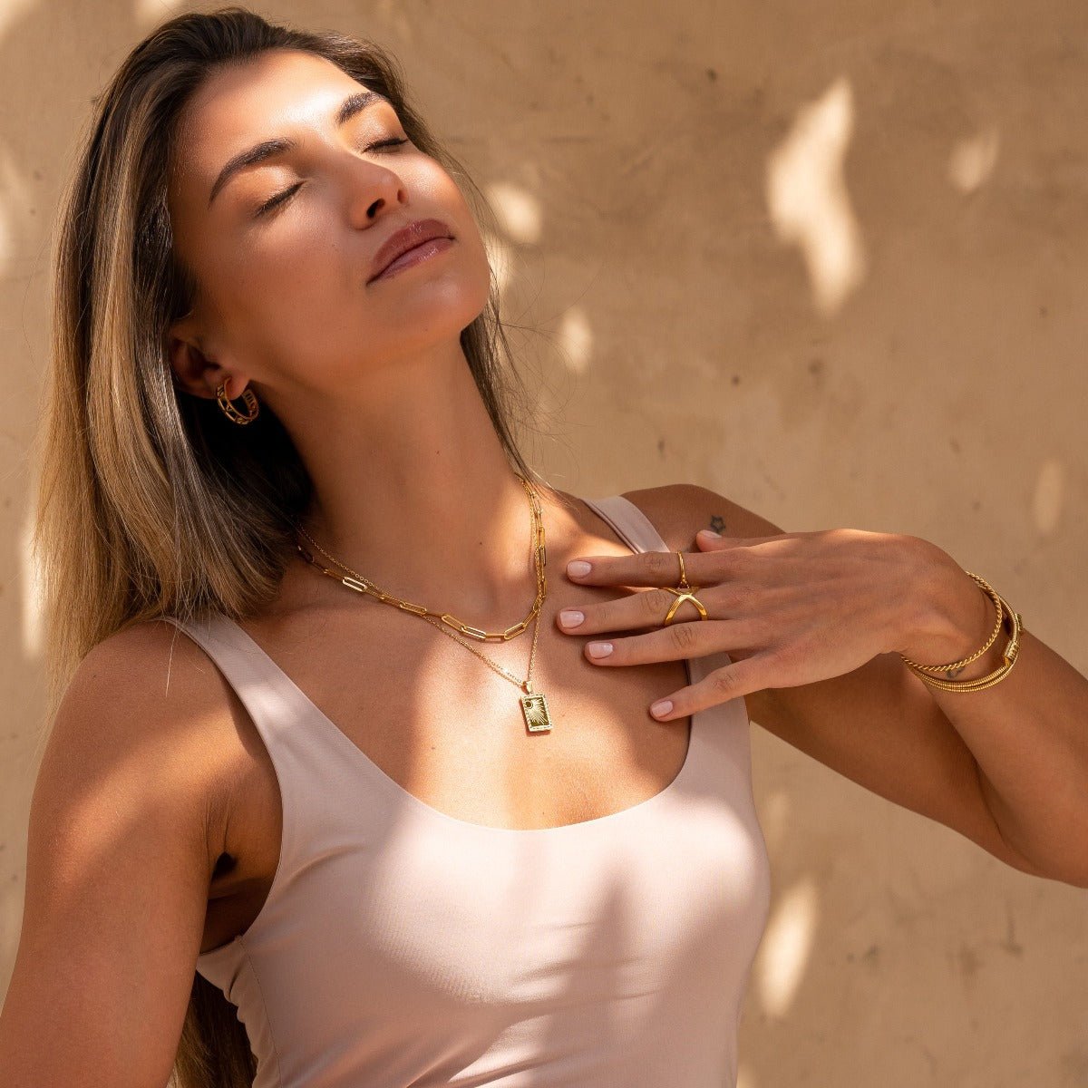 Sunrise Pendant Necklace 18K Gold Plated