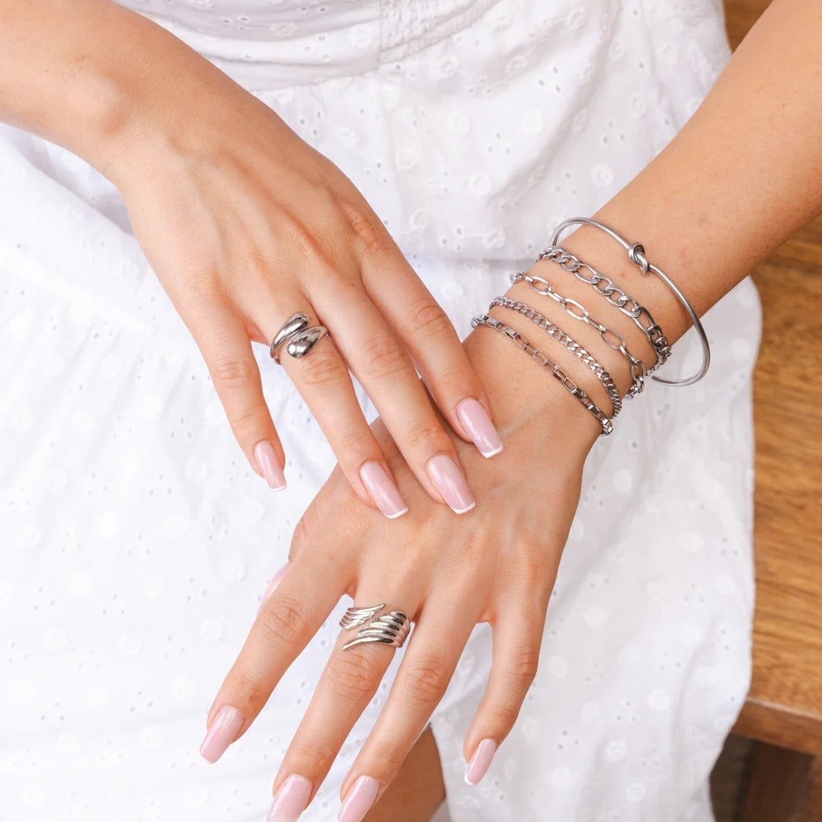 Elegance Bracelet Set & Knot Bangle – Silver 34