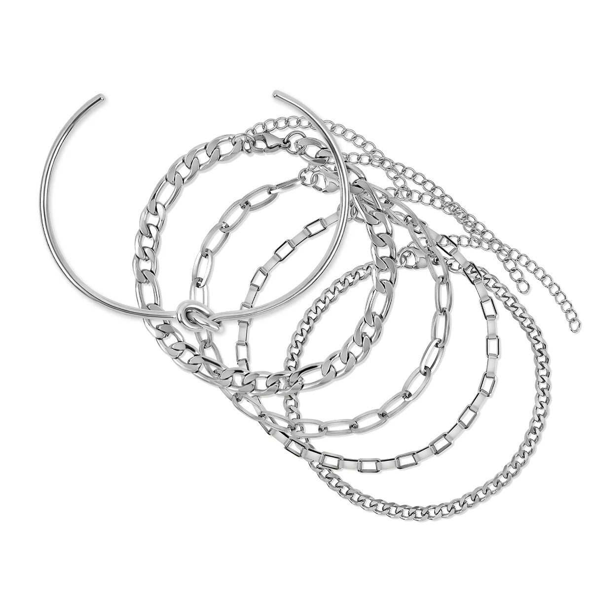 Elegance Bracelet Set & Knot Bangle – Silver 34