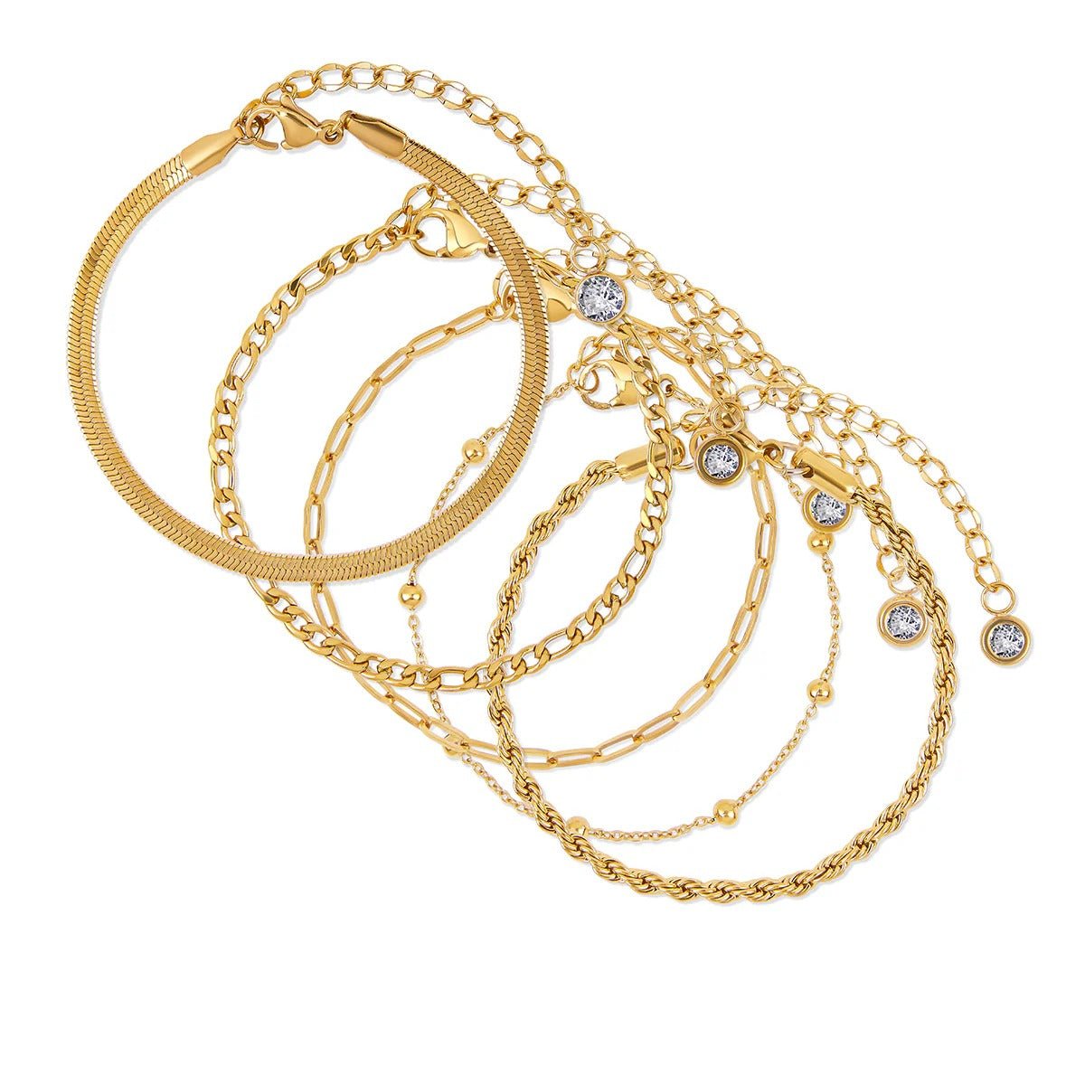 Glamour Zirconia Bracelet Set 18K Gold Plated