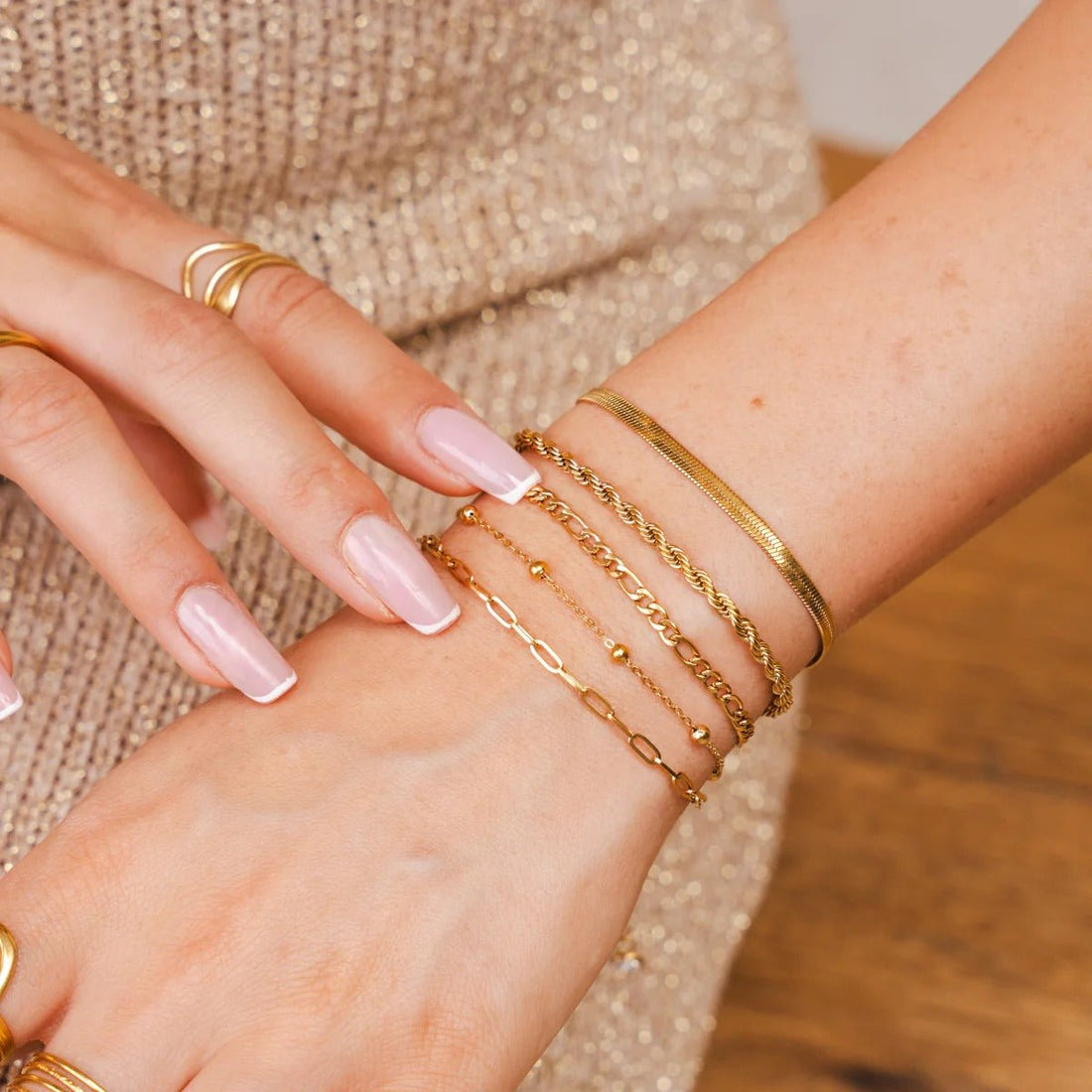 Glamour Zirconia Bracelet Set 18K Gold Plated