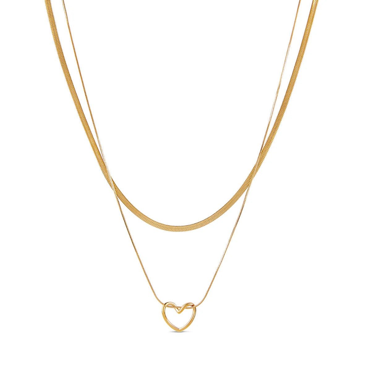 Minimalist Heart Necklace Set 18K Gold Plated