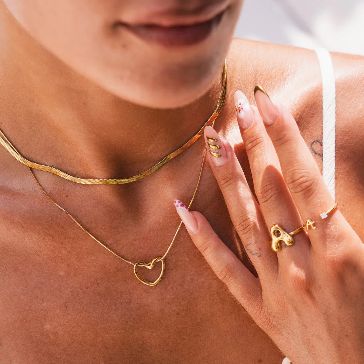 Minimalist Heart Necklace Set 18K Gold Plated