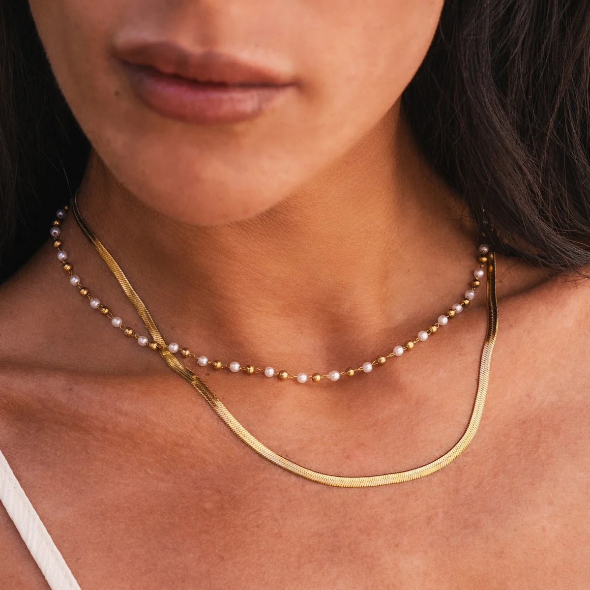 Pearl Necklace Set 18K Gold Plated