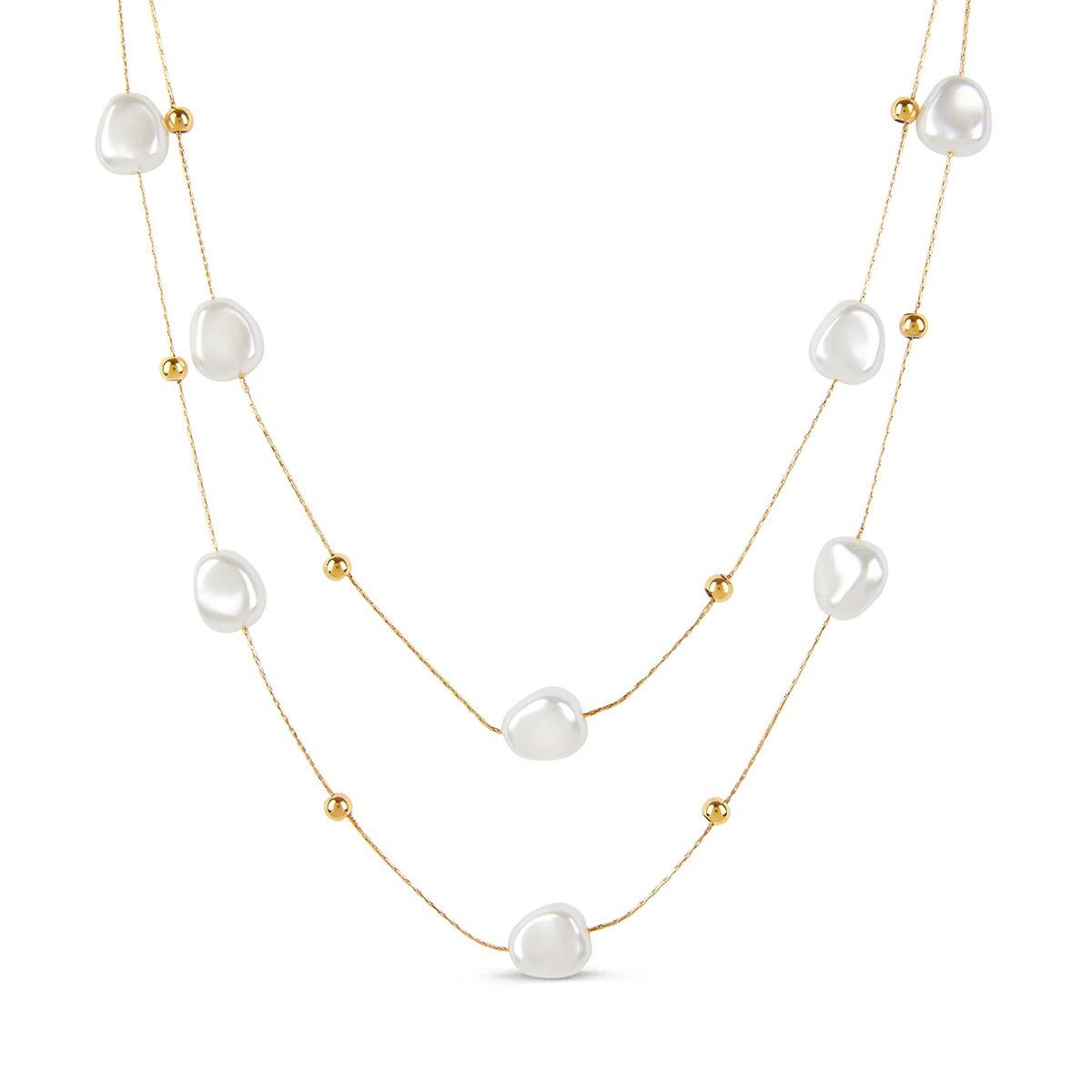 Irregular Pearl Necklace Set 18K Gold Plated