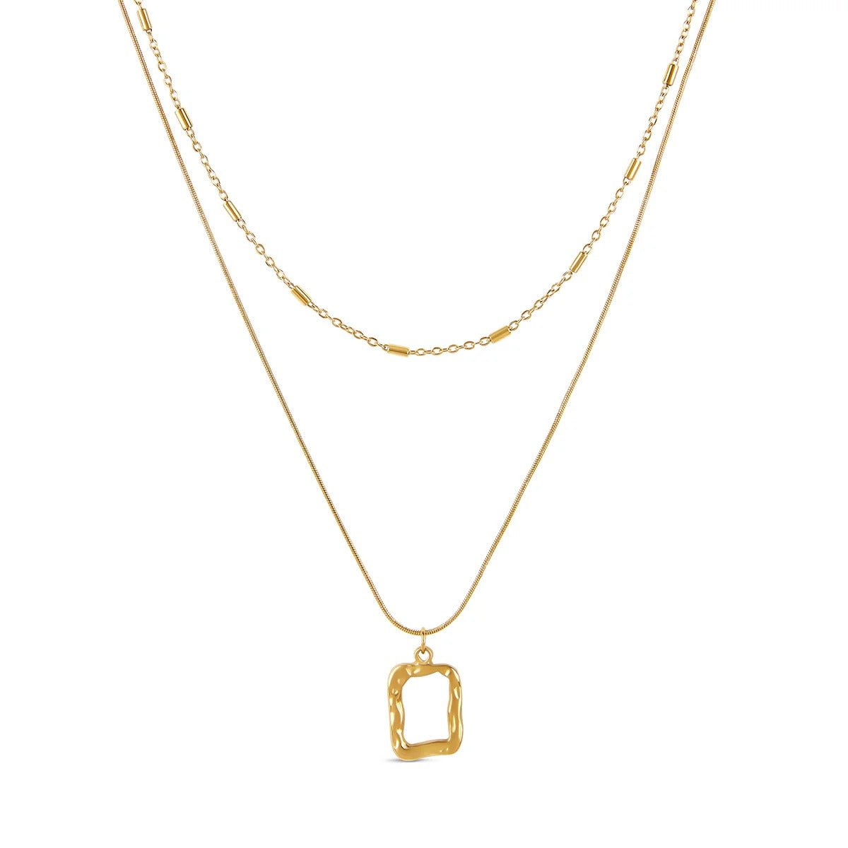 Abstract Pendant Necklace Set 18K Gold Plated