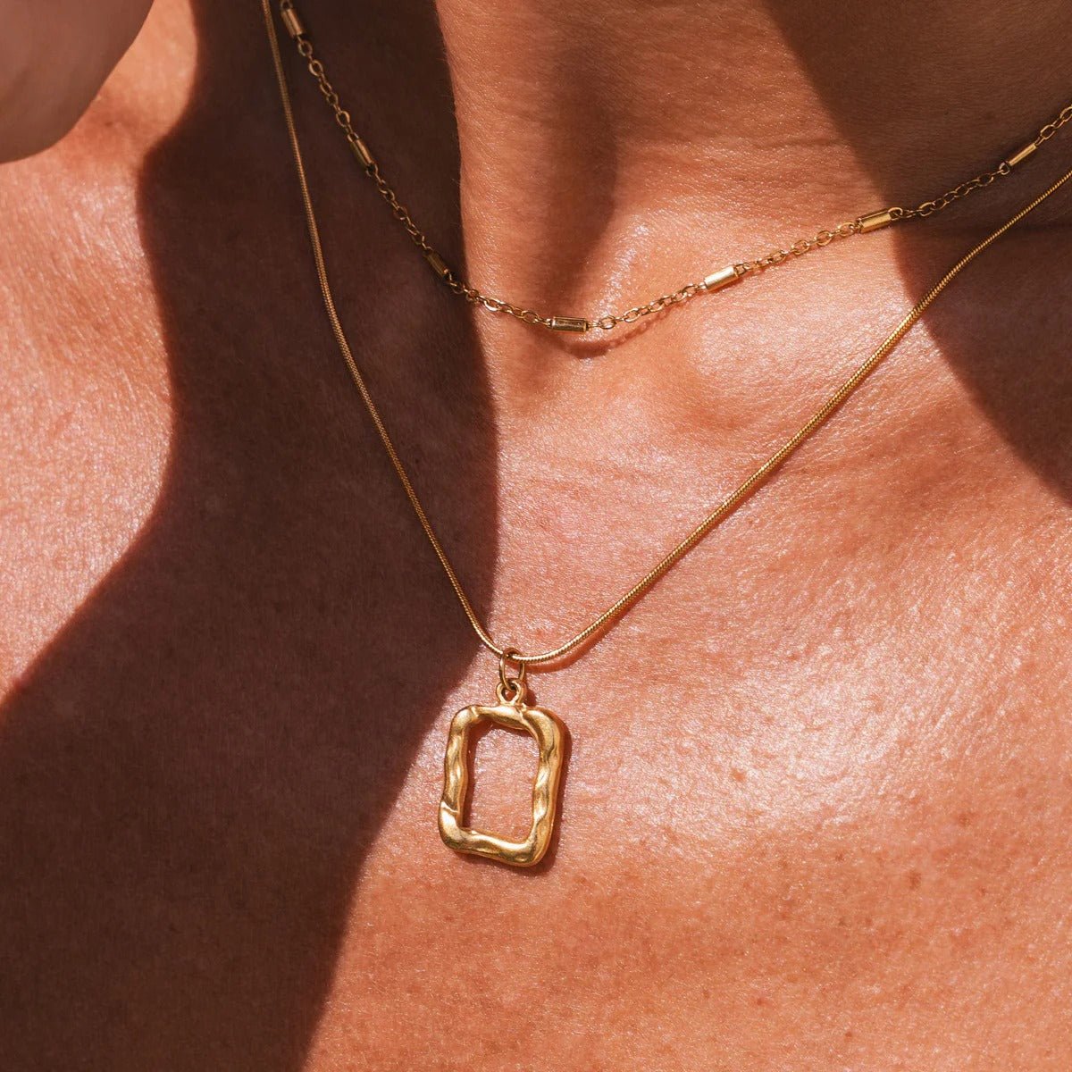 Abstract Pendant Necklace Set 18K Gold Plated