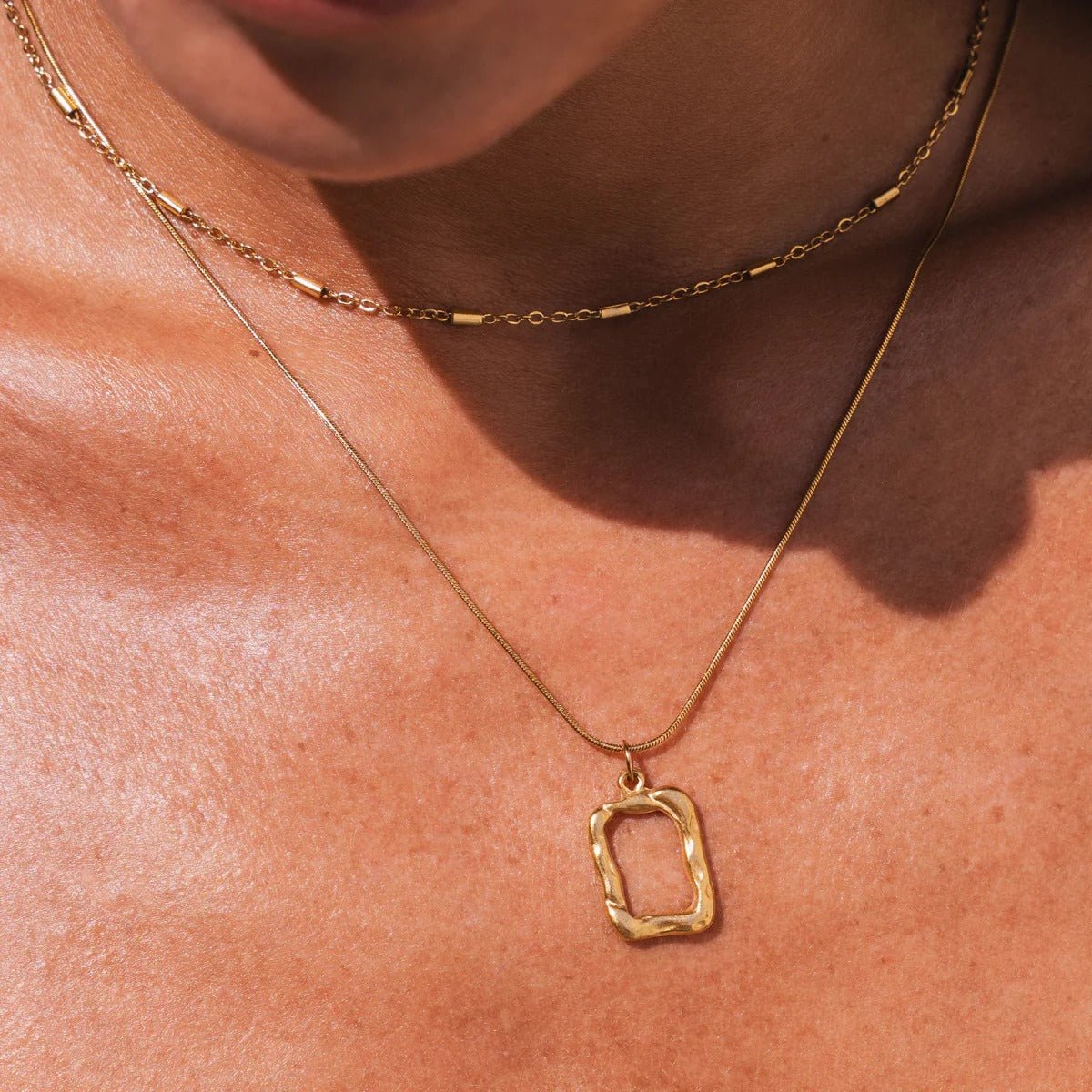 Abstract Pendant Necklace Set 18K Gold Plated