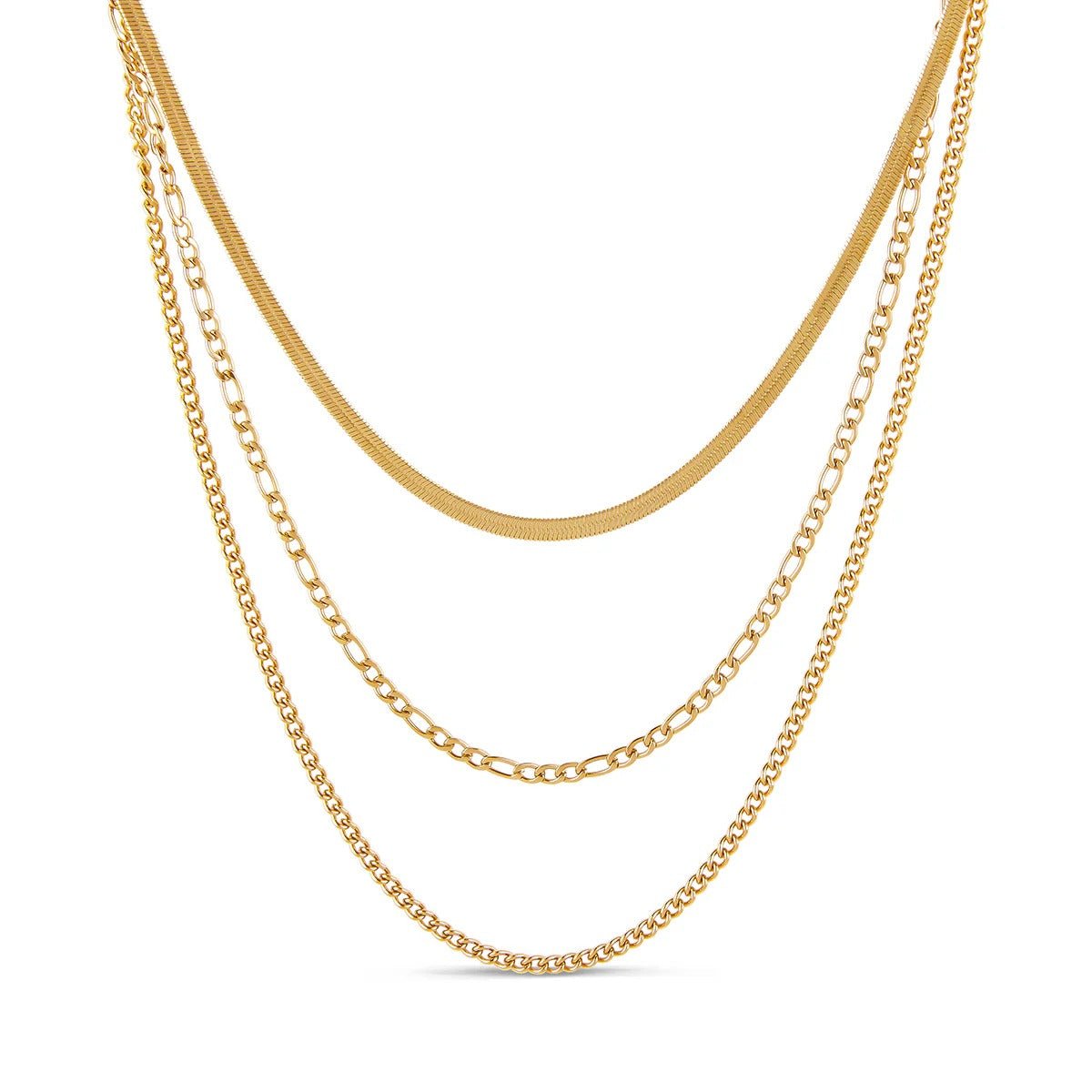 Chain Necklace Set 18K Gold Plated