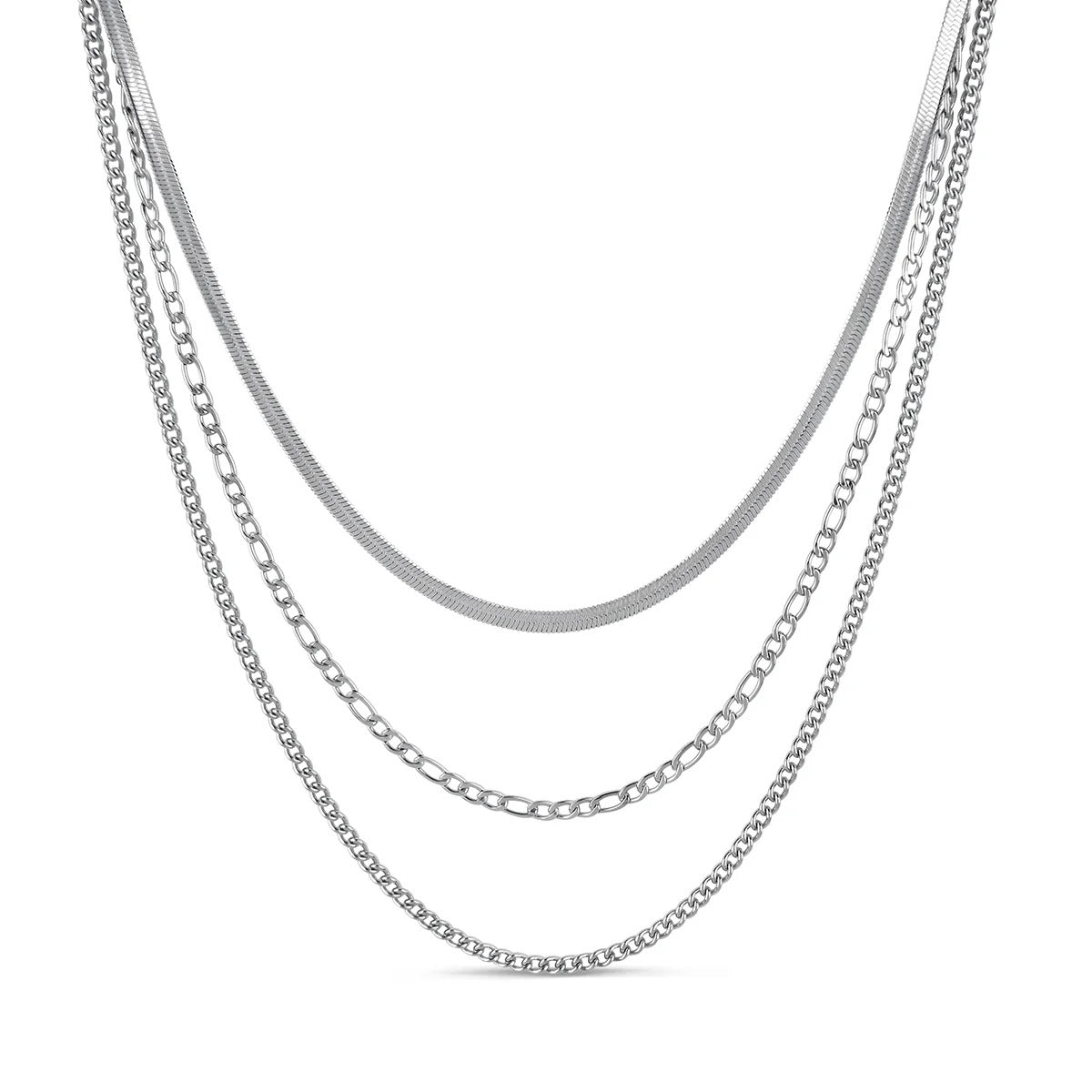 Chain Necklace Set – Silver