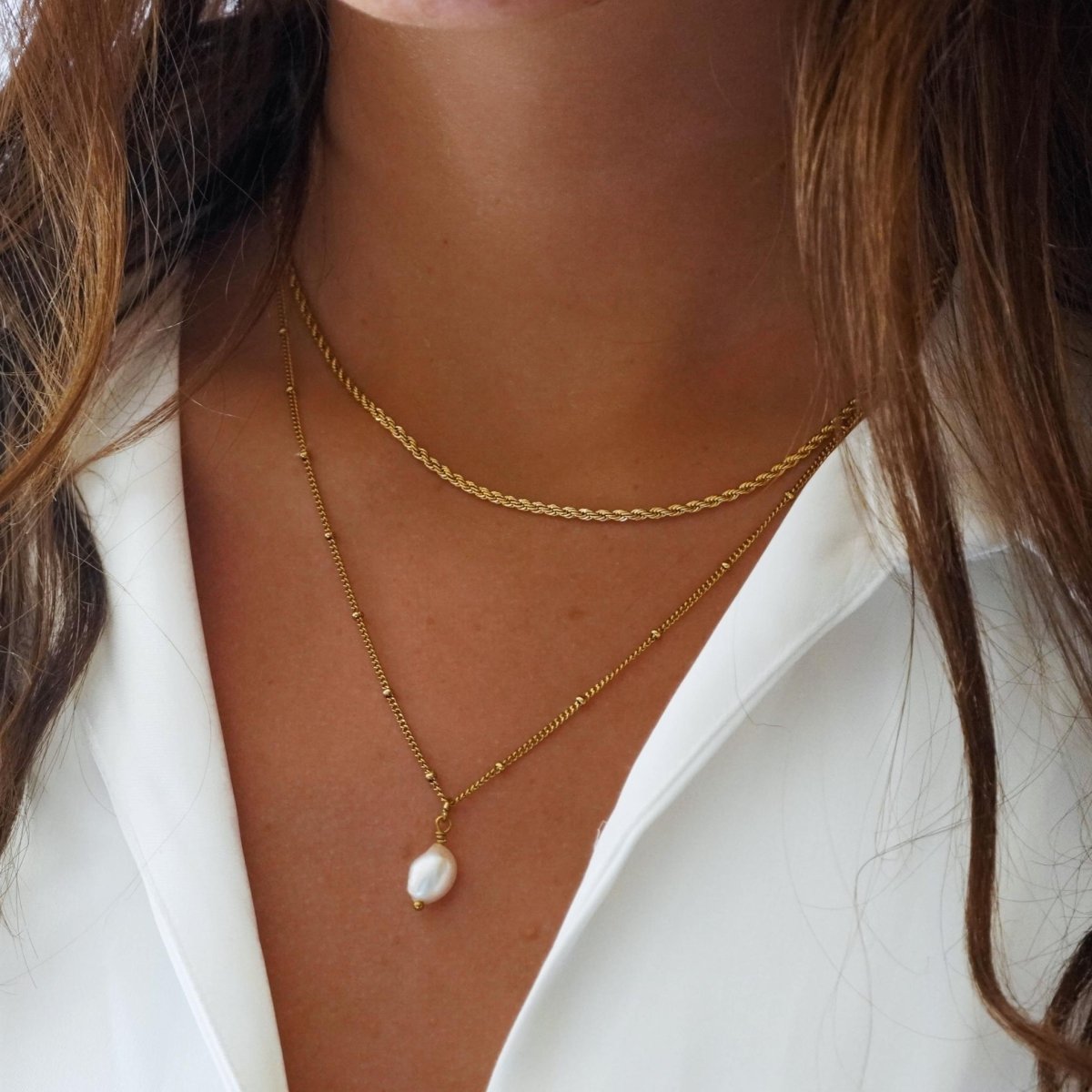 Everyday Double Necklace Set 18K Gold Plated