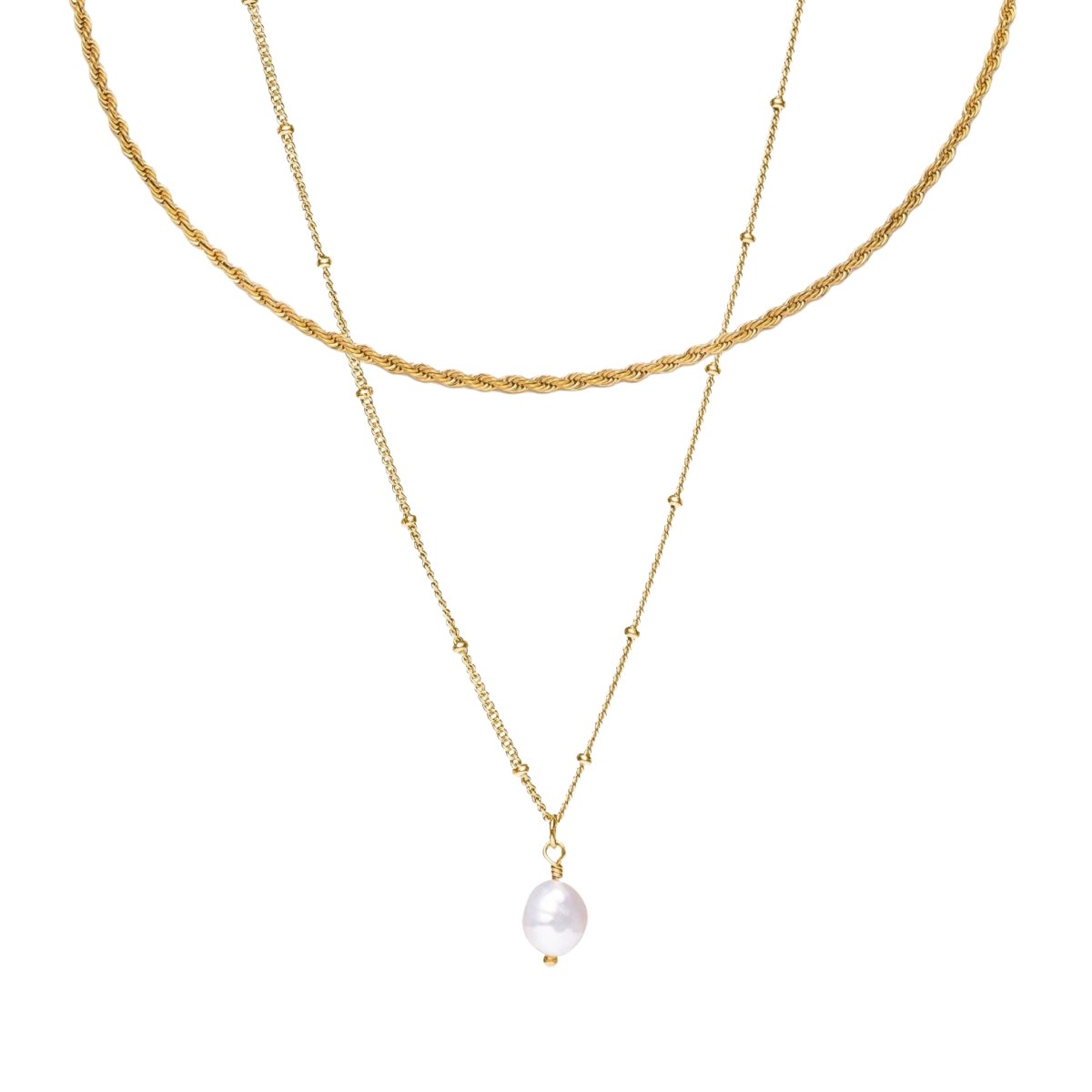 Everyday Double Necklace Set 18K Gold Plated
