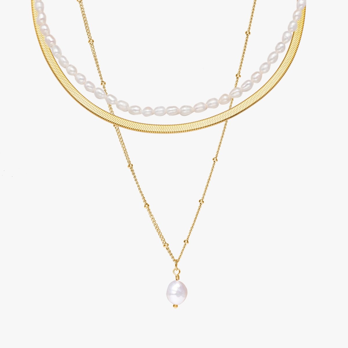 Noronha Triple Necklace Set 18K Gold Plated
