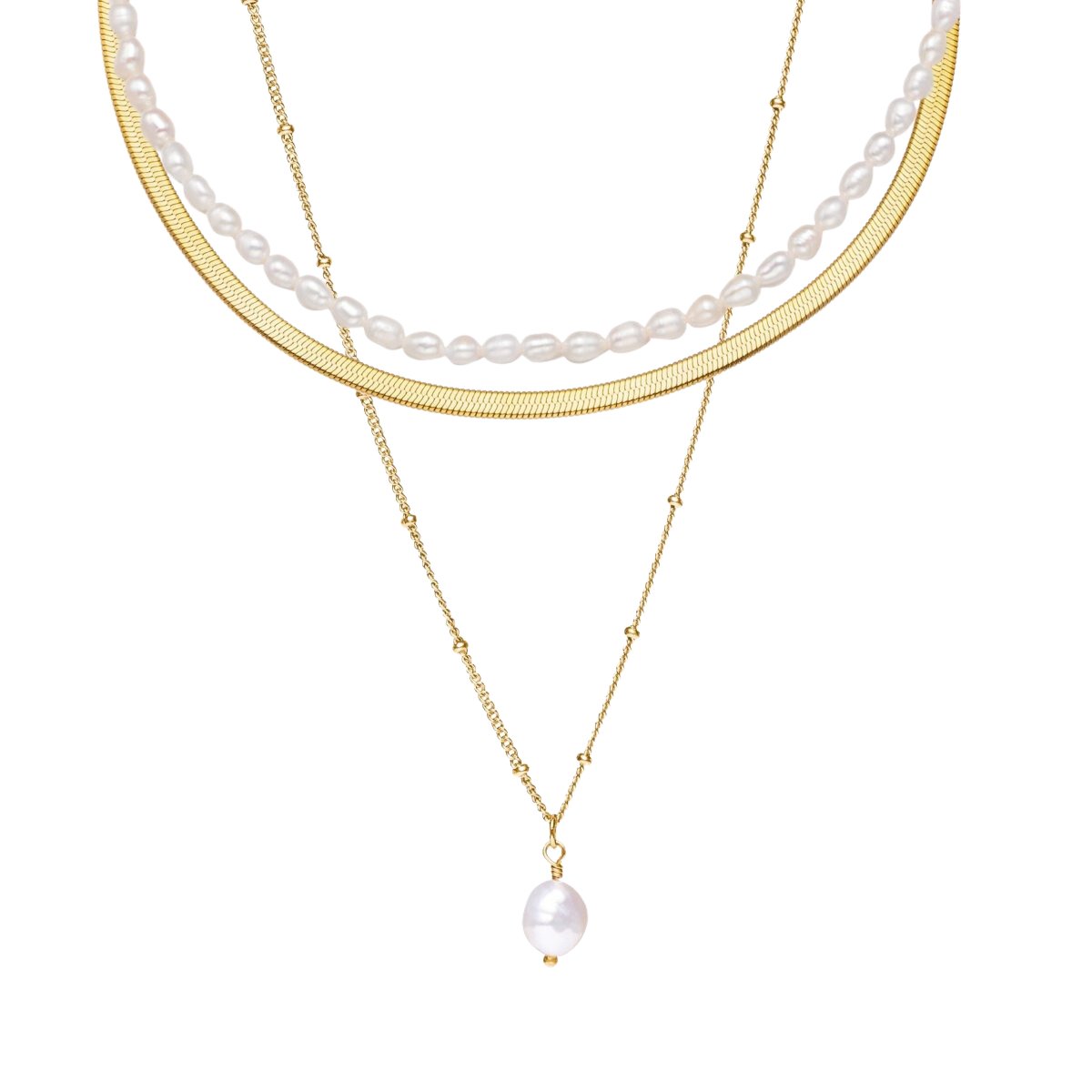 Noronha Triple Necklace Set 18K Gold Plated