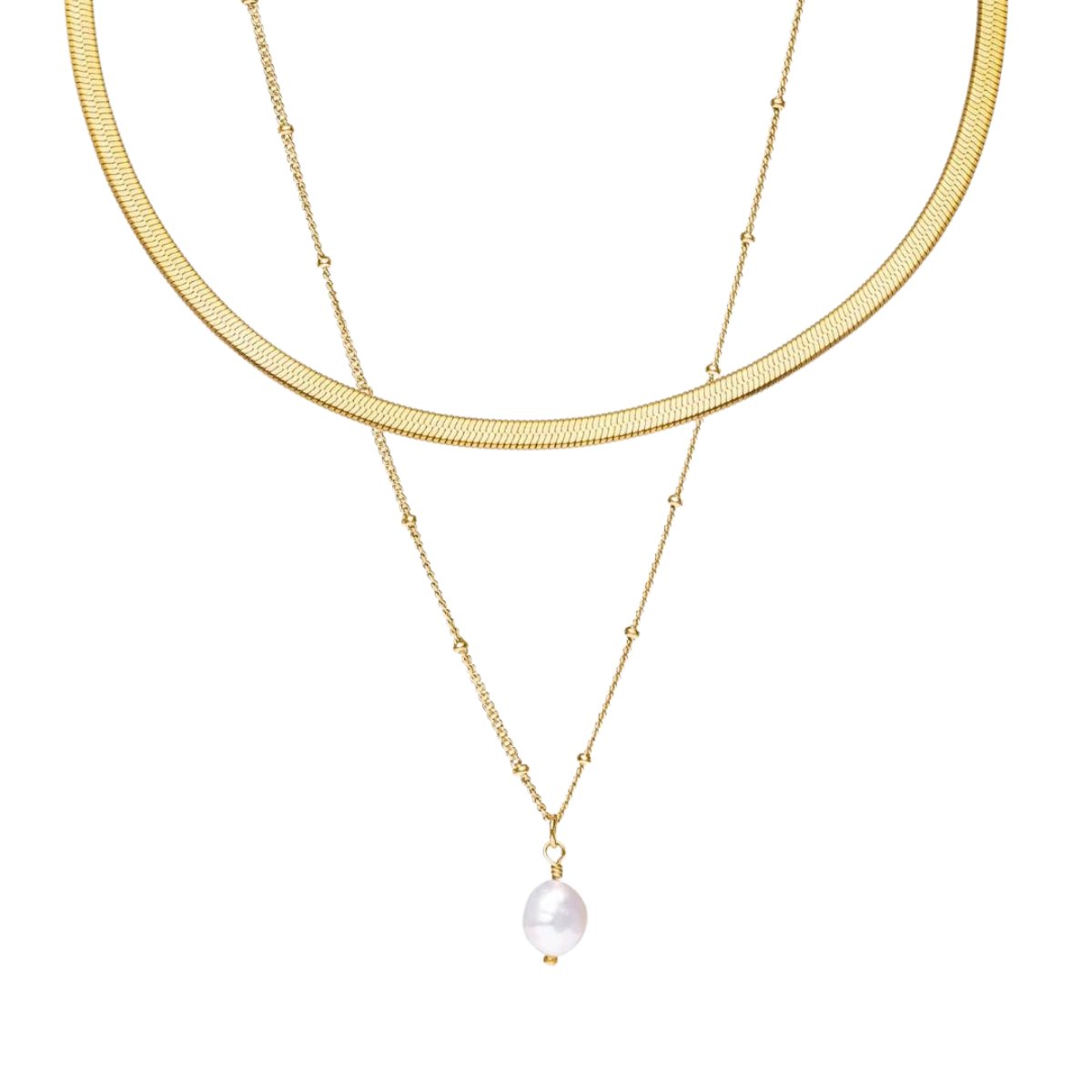 Shine Double Necklace Set 18K Gold Plated