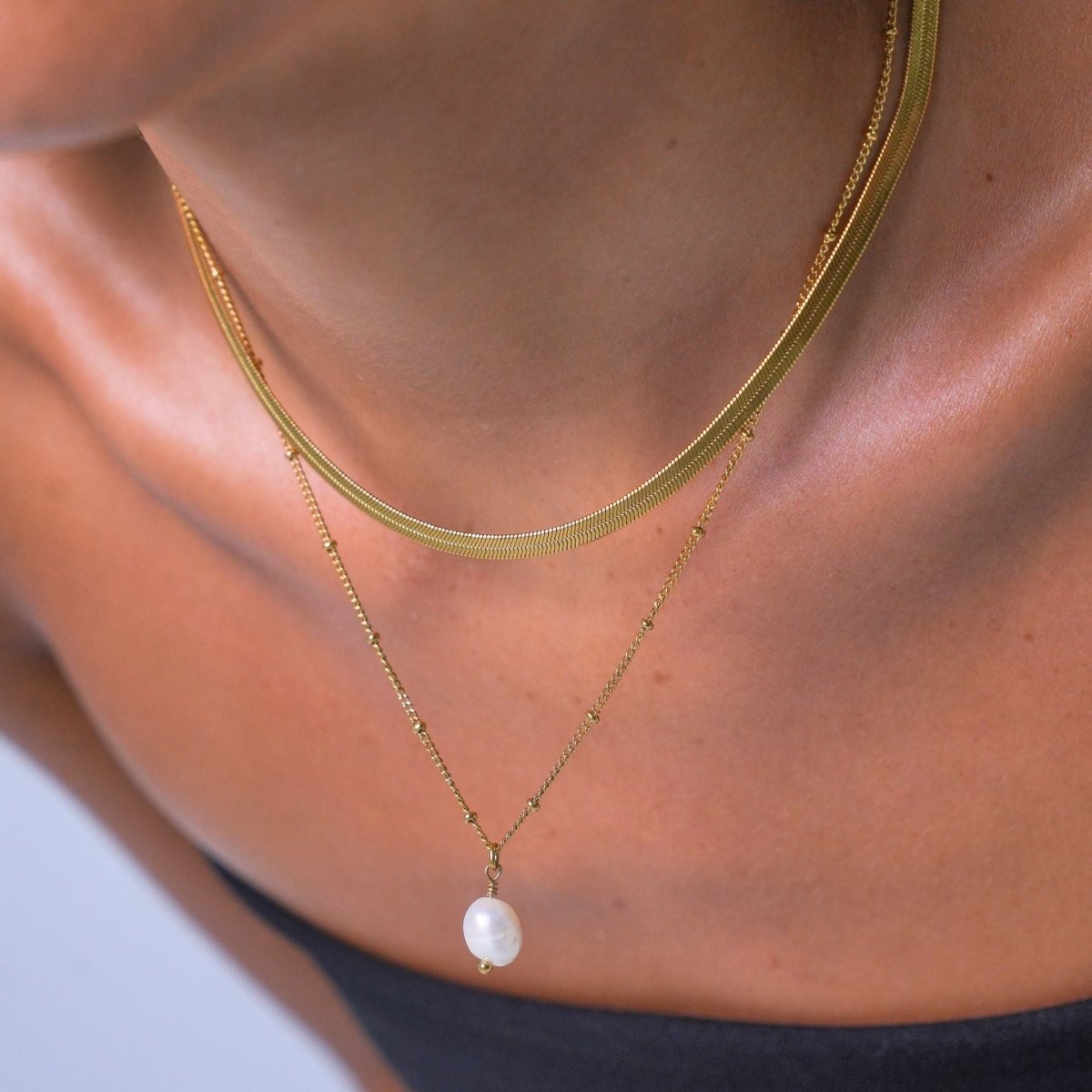 Shine Double Necklace Set 18K Gold Plated