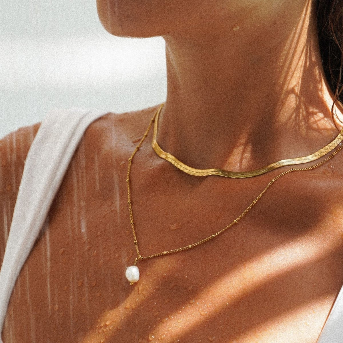 Shine Double Necklace Set 18K Gold Plated