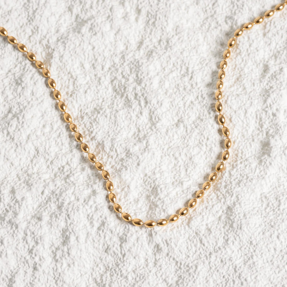 Beaded Chain Necklace 18K Gold Plated