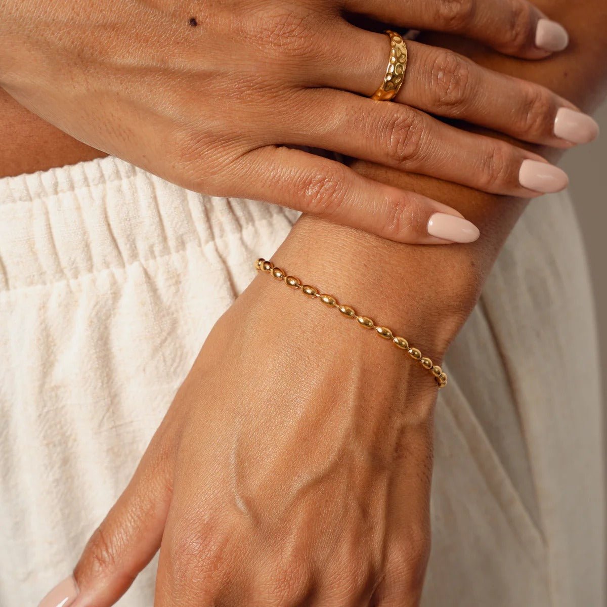 Beaded Chain Bracelet 18K Gold Plated
