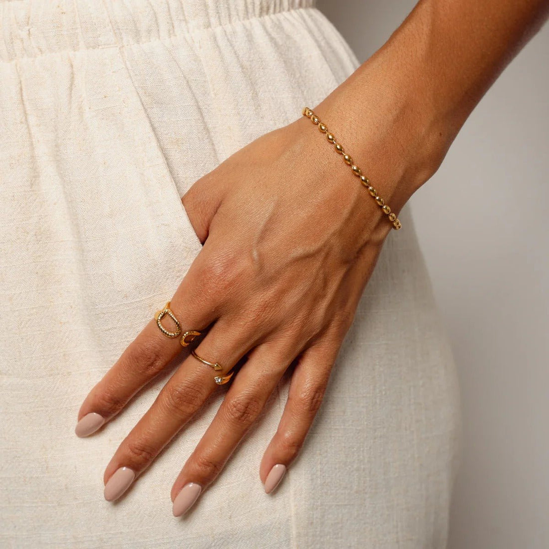 Beaded Chain Bracelet 18K Gold Plated