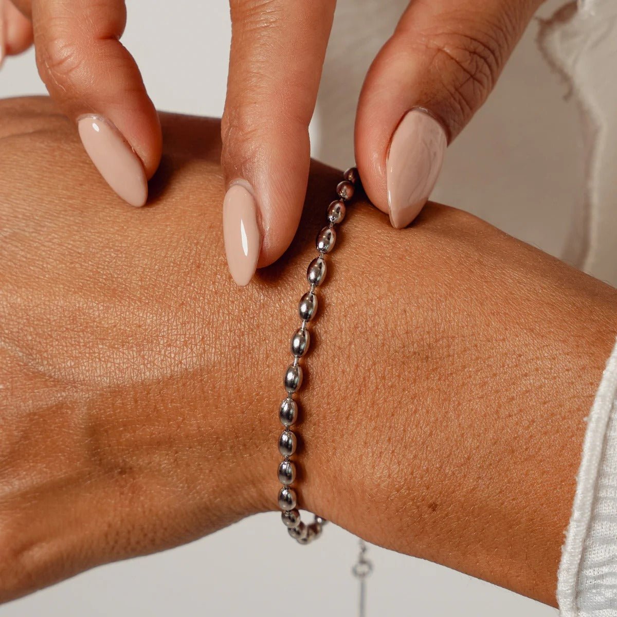 Beaded Chain Bracelet – Silver