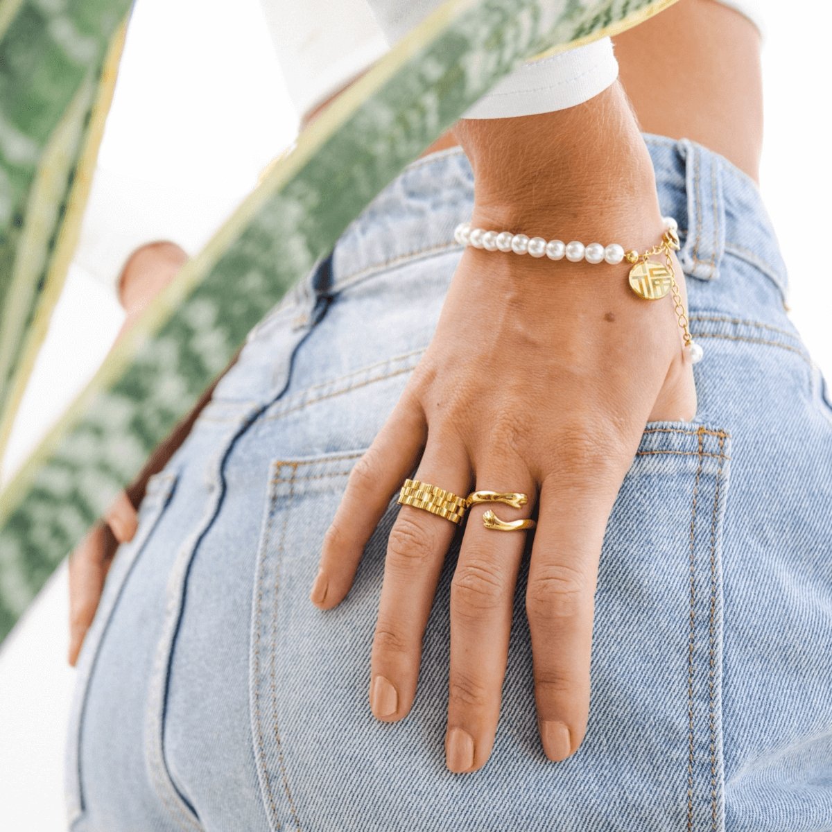 Charm Pearl Bracelet 18K Gold Plated