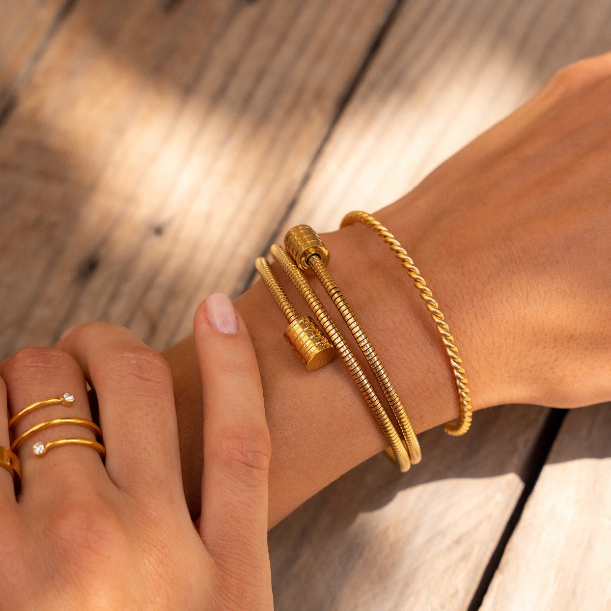 Triple Spiral Bangle 18K Gold Plated
