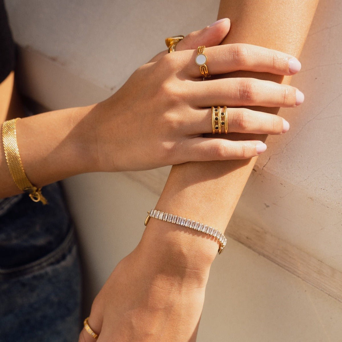 Riviera Lock Baguette Bracelet 18K Gold Plated