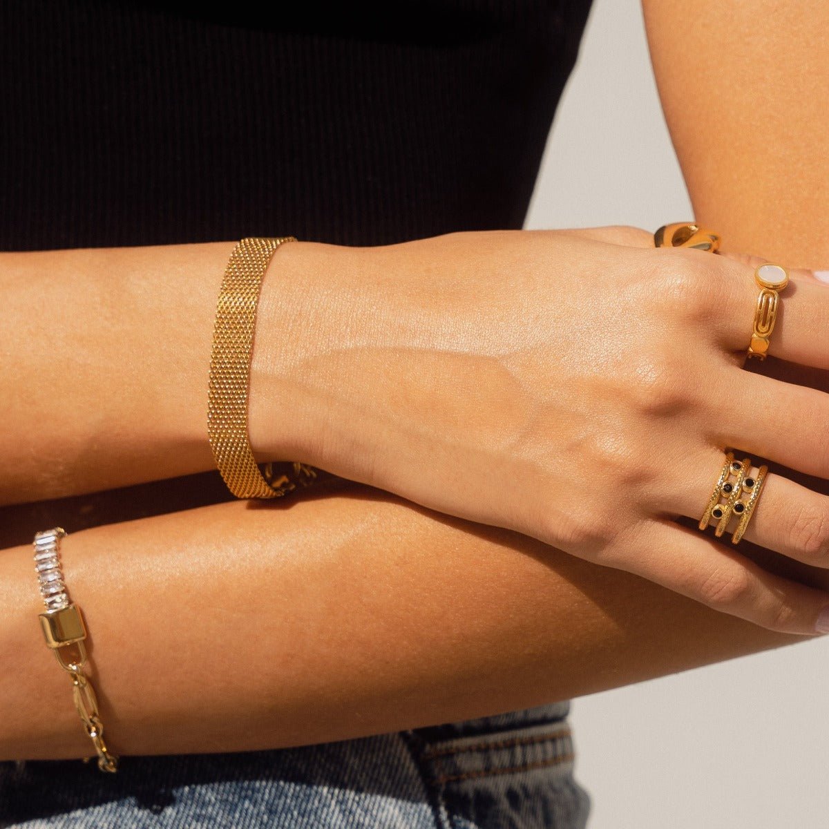Riviera Lock Baguette Bracelet 18K Gold Plated