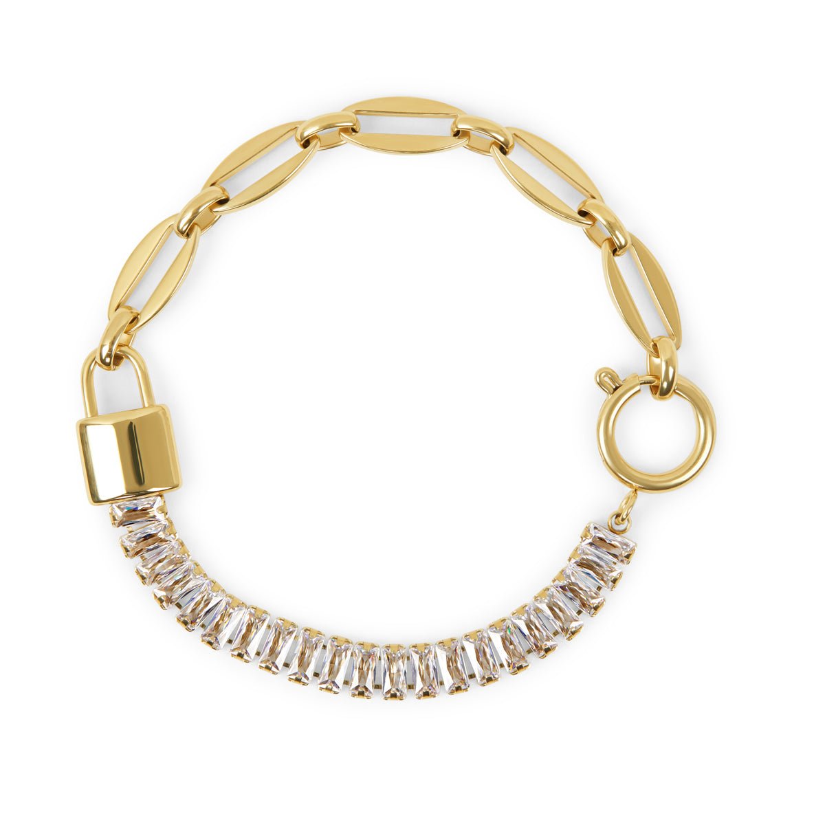 Riviera Lock Baguette Bracelet 18K Gold Plated