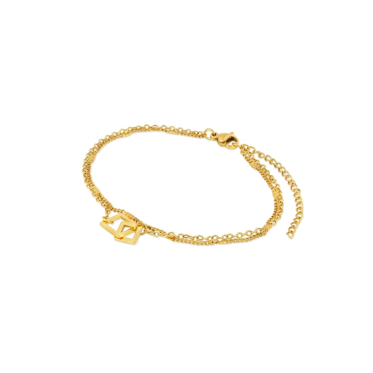 Square Link Pendant Bracelet 18K Gold Plated